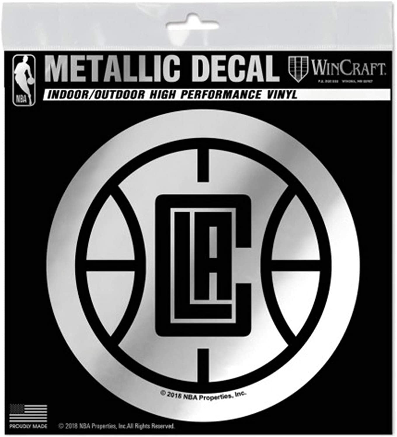 Los Angeles Clippers 6 Inch Decal Sticker, Metallic Chrome Shimmer Design 1