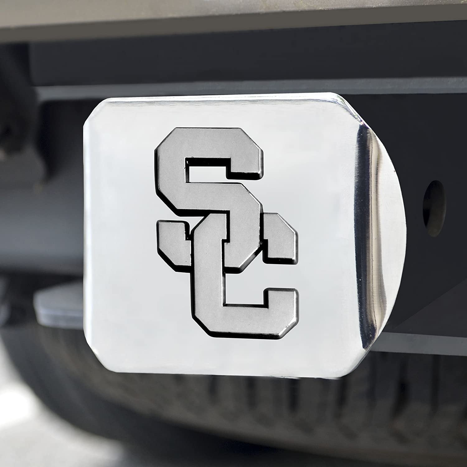 Southern California Trojans USC Hitch Cover Solid Metal with Raised Chrome Metal Emblem 2" Square Type III University of