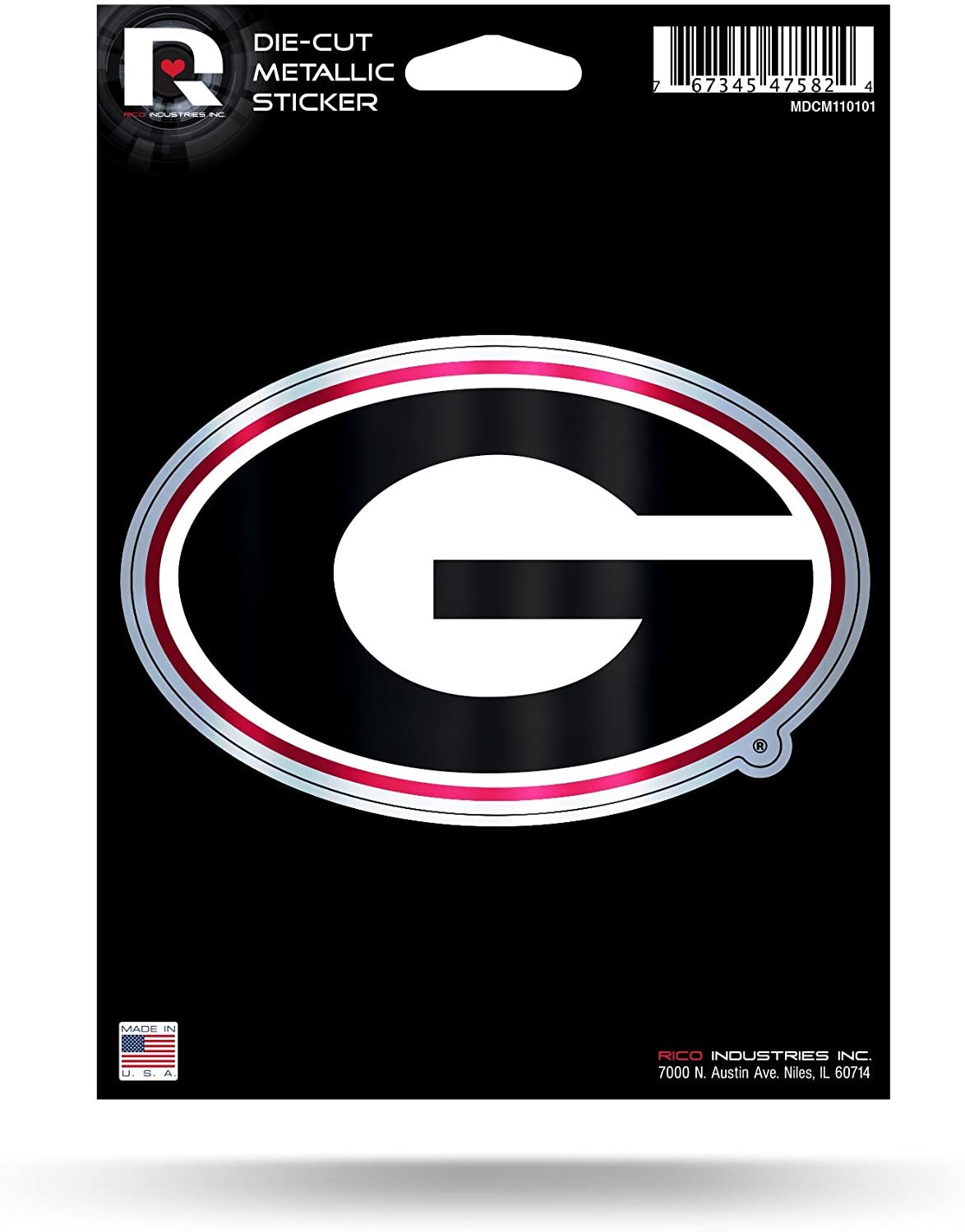 University of Georgia Bulldogs 5 Inch Decal Sticker Shimmer Metallic Design Shape Cut Full Adhesive Backing 1