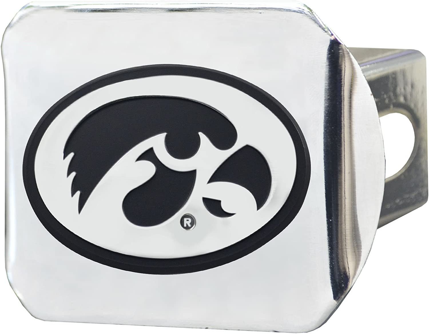 University of Iowa Hawkeyes Hitch Cover Solid Metal with Raised Chrome Metal Emblem 2" Square Type III
