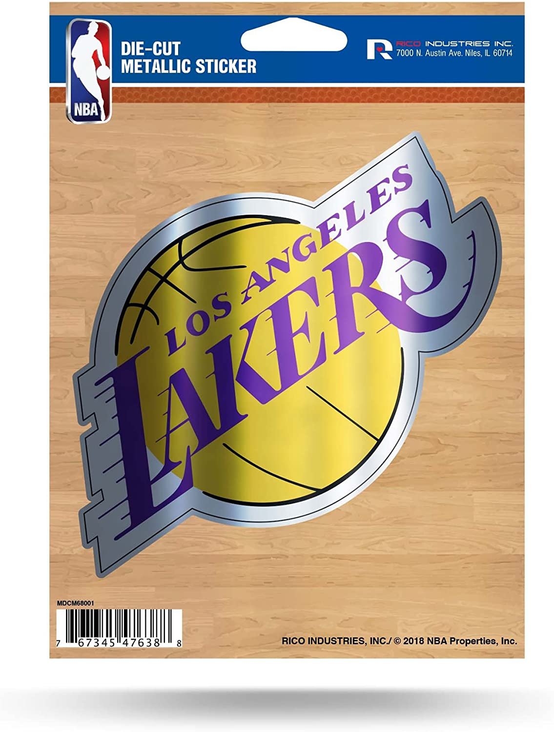 Los Angeles Lakers 5 Inch Decal Sticker, Color Metallic Shimmer Design, Full Adhesive Backing