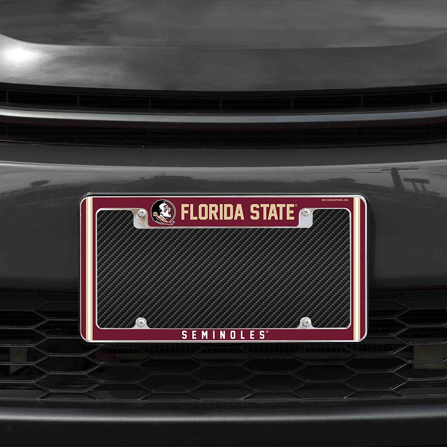 Florida State University Seminoles Metal License Plate Frame Chrome Tag Cover Alternate Design 6x12 Inch