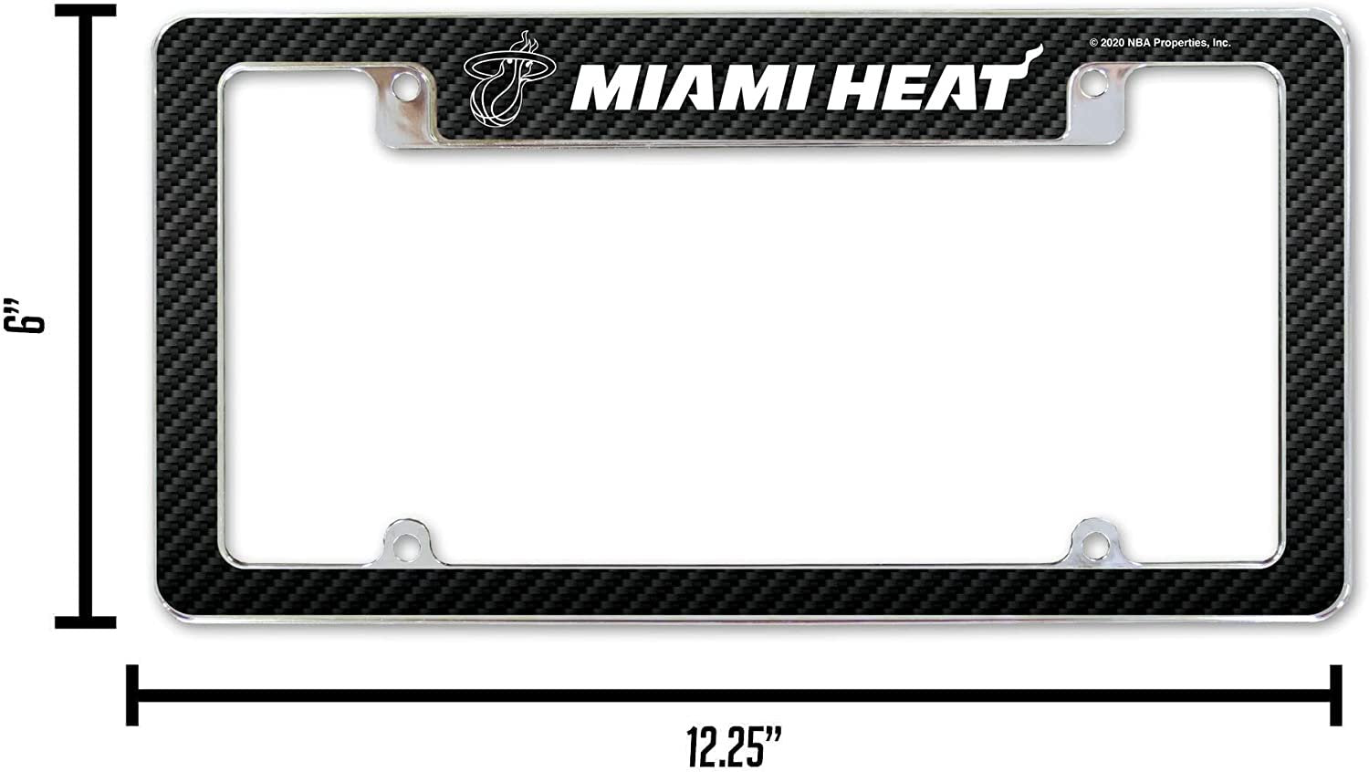 Rico Industries NBA Miami Heat Carbon Fiber 12" x 6" Chrome All Over Automotive License Plate Frame for Car/Truck/SUV 3