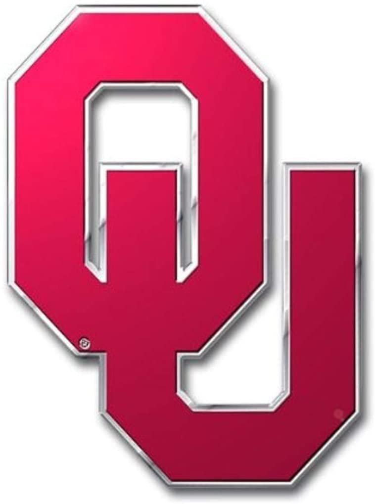 University of Oklahoma Sooners Auto Emblem, Aluminum Metal, Embossed Team Color, Raised Decal Sticker, Full Adhesive Backing