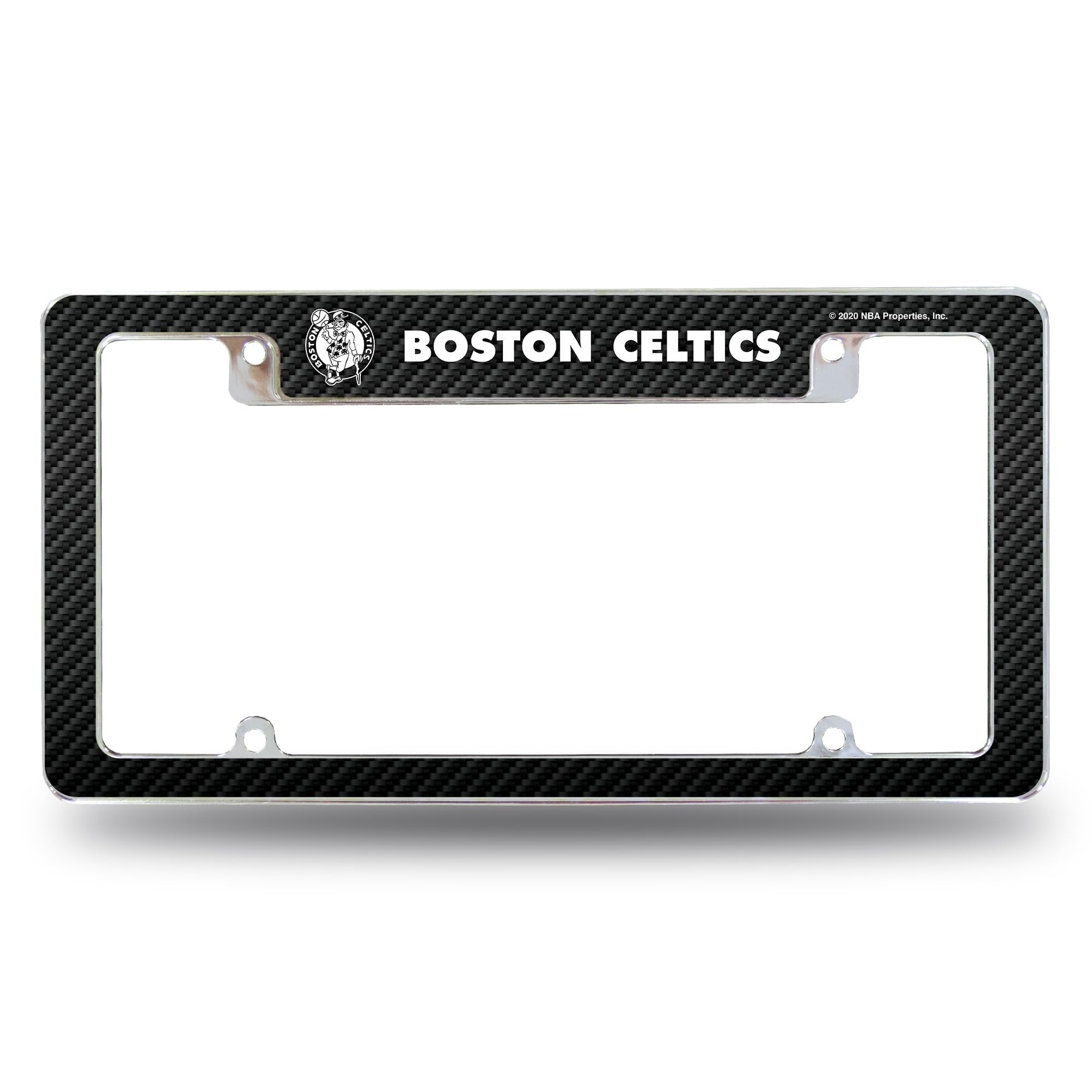 Boston Celtics Metal License Plate Frame Tag Cover, Carbon Fiber Design, 12x6 Inch