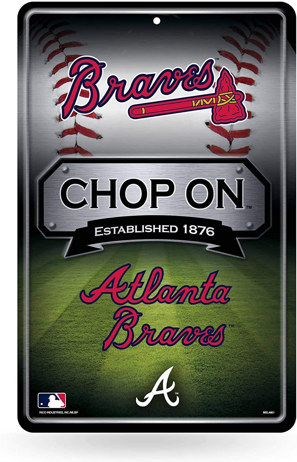 Atlanta Braves 11X17 Large Embossed Metal Wall Parking Sign 1