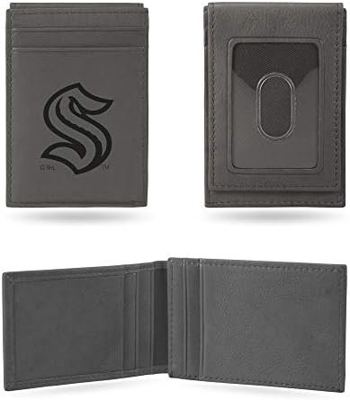 Rico Industries NHL Seattle Kraken Gray Laser Engraved Front Pocket Wallet Laser Engraved Front Pocket Wallet - Compact/Comfortable/Slim 4