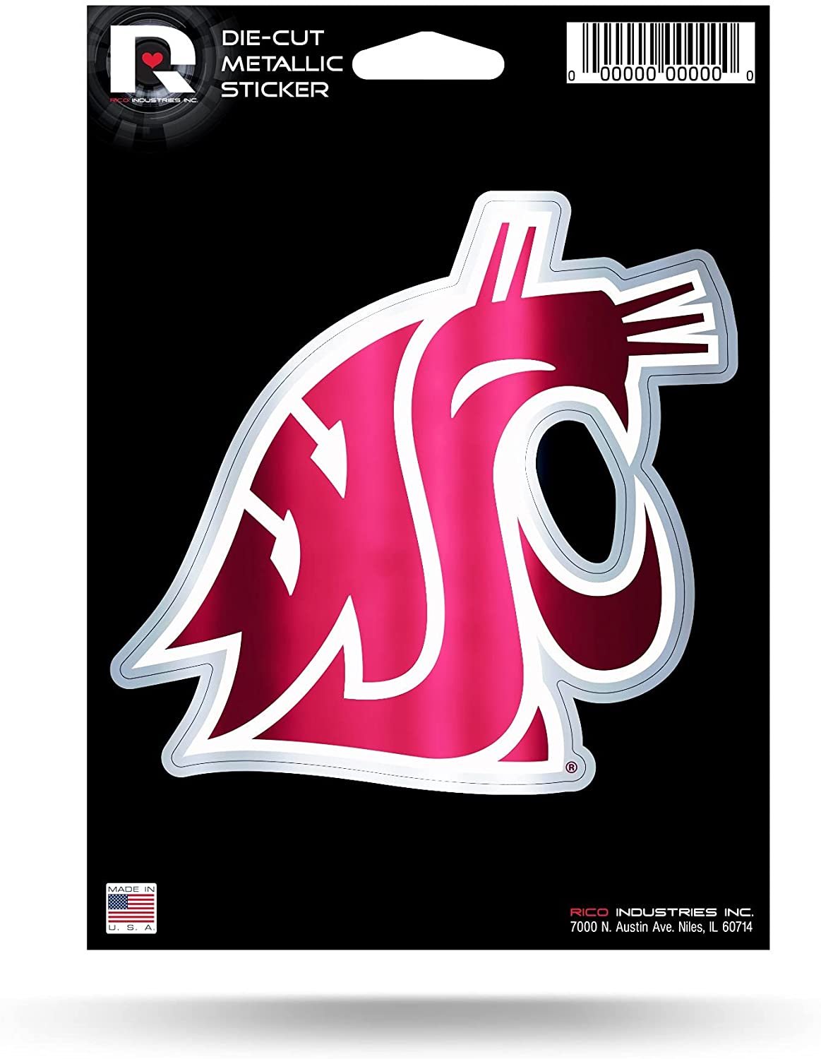 Washington State University Cougars 5 Inch Sticker Decal Metallic Shimmer Design Flat Vinyl