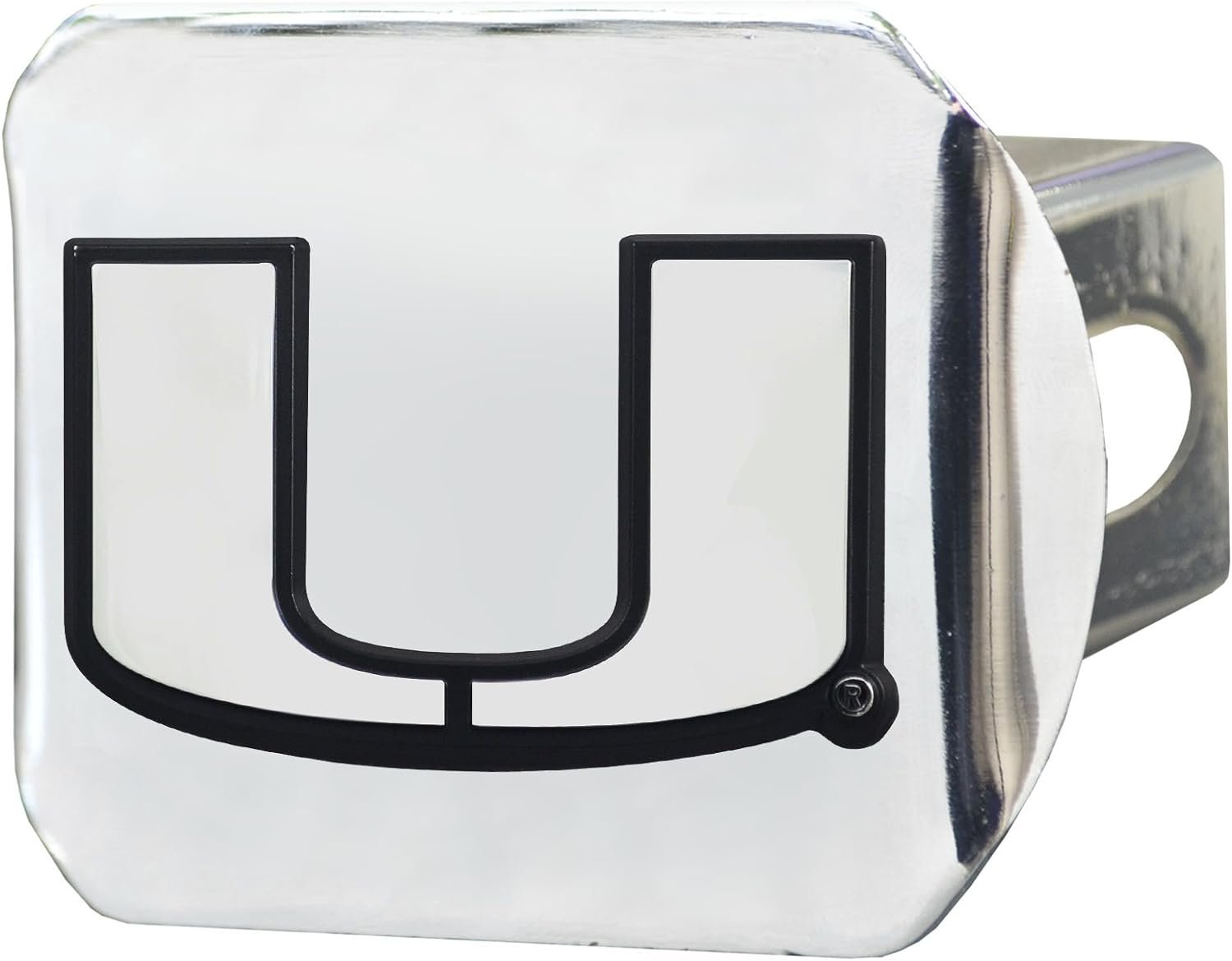 University of Miami Hurricanes Hitch Cover Solid Metal with Raised Chrome Metal Emblem 2" Square Type III