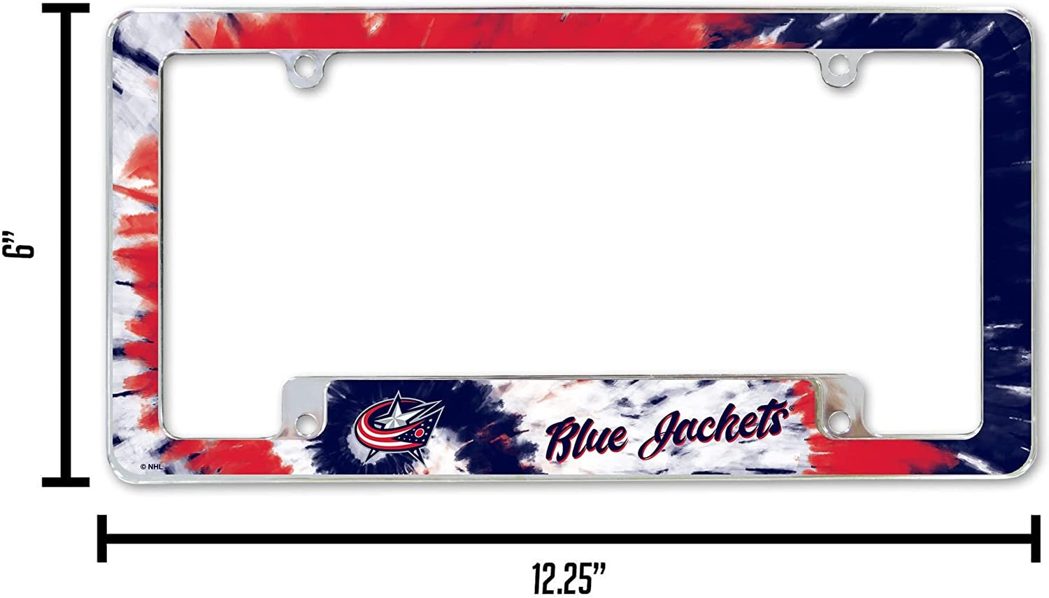 Columbus Blue Jackets Metal License Plate Frame Chrome Tag Cover Tie Dye Design 6x12 Inch 4