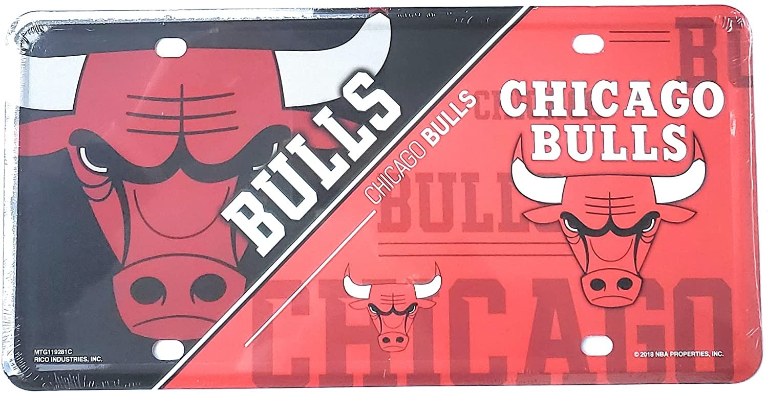 Chicago Bulls Metal Auto Tag License Plate, Split Design, 6x12 Inch 1