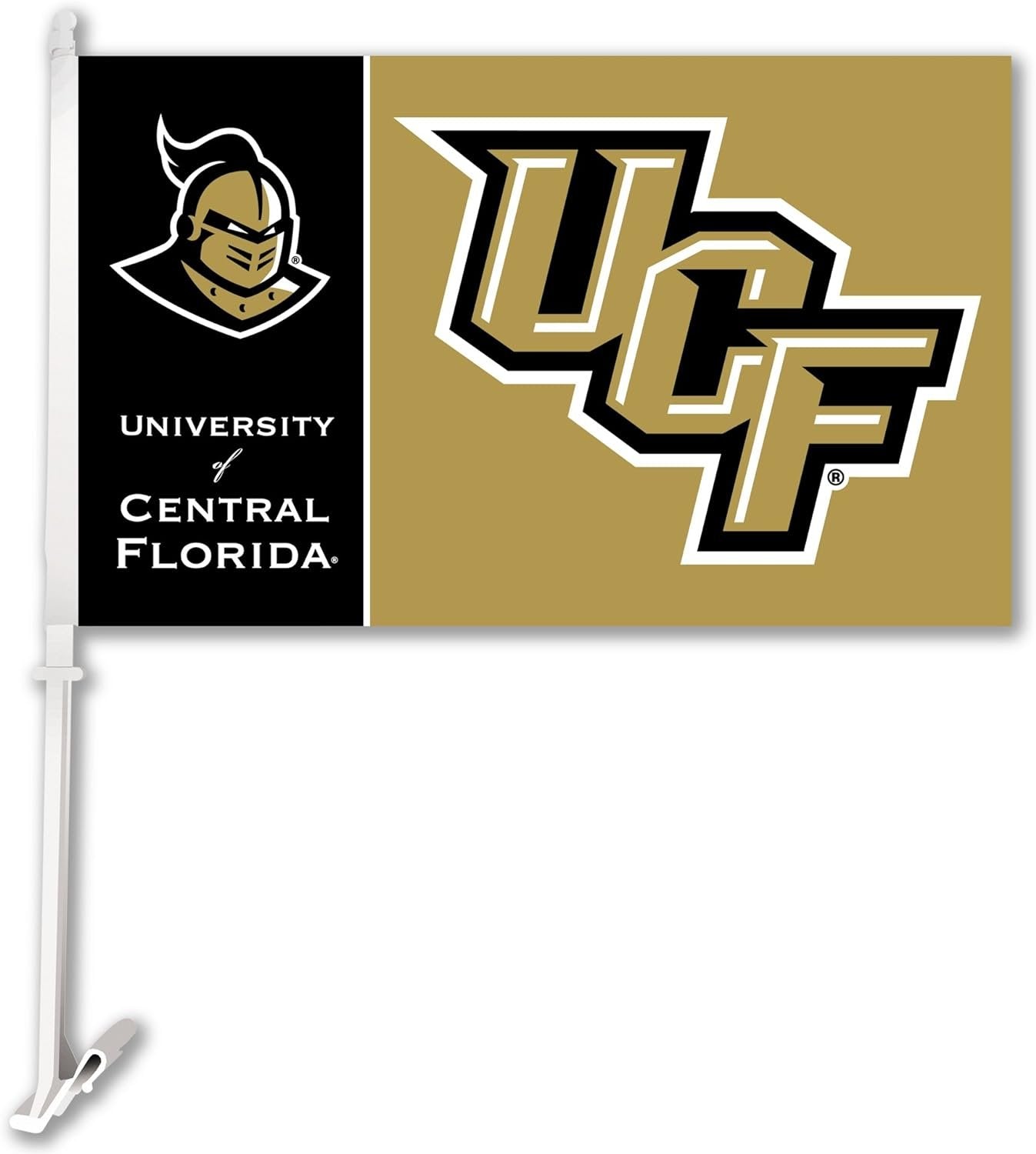 University of Central Florida UCF Knights Premium Double Sided Car Flag Banner with included Plastic Display Pole 1