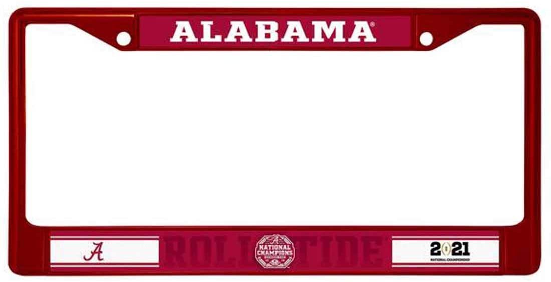 University of Alabama Crimson Tide 2020 Champions Red Metal License License Plate Frame Tag Cover, 12x6 Inch 1