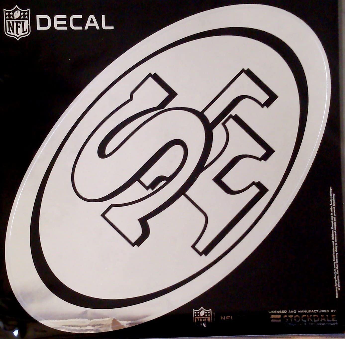 San Francisco 49ers 12 Inch Decal Sticker, Metallic Chrome Shimmer Design 1