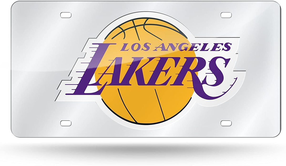 Los Angeles Lakers Premium Laser Cut Tag License Plate, Mirrored Acrylic Inlaid, 12x6 Inch 1