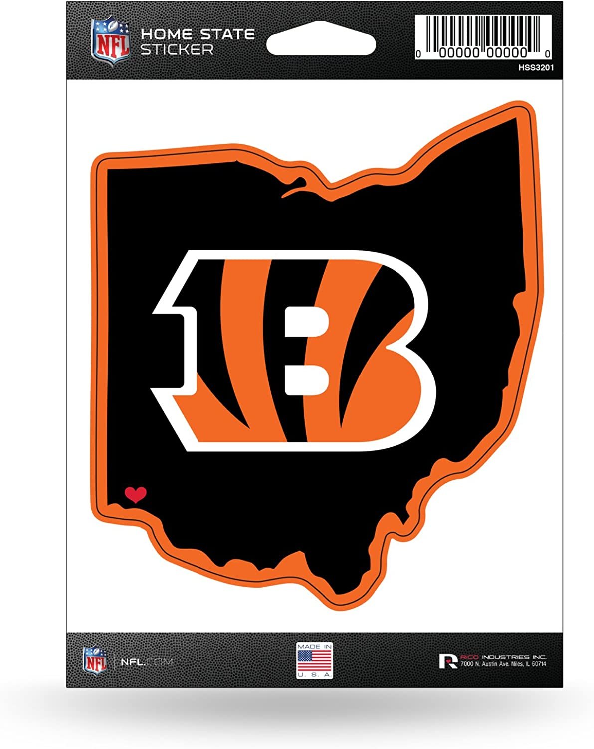Cincinnati Bengals 5 Inch Sticker Decal, Home State Design, Flat Vinyl, Full Adhesive Backing