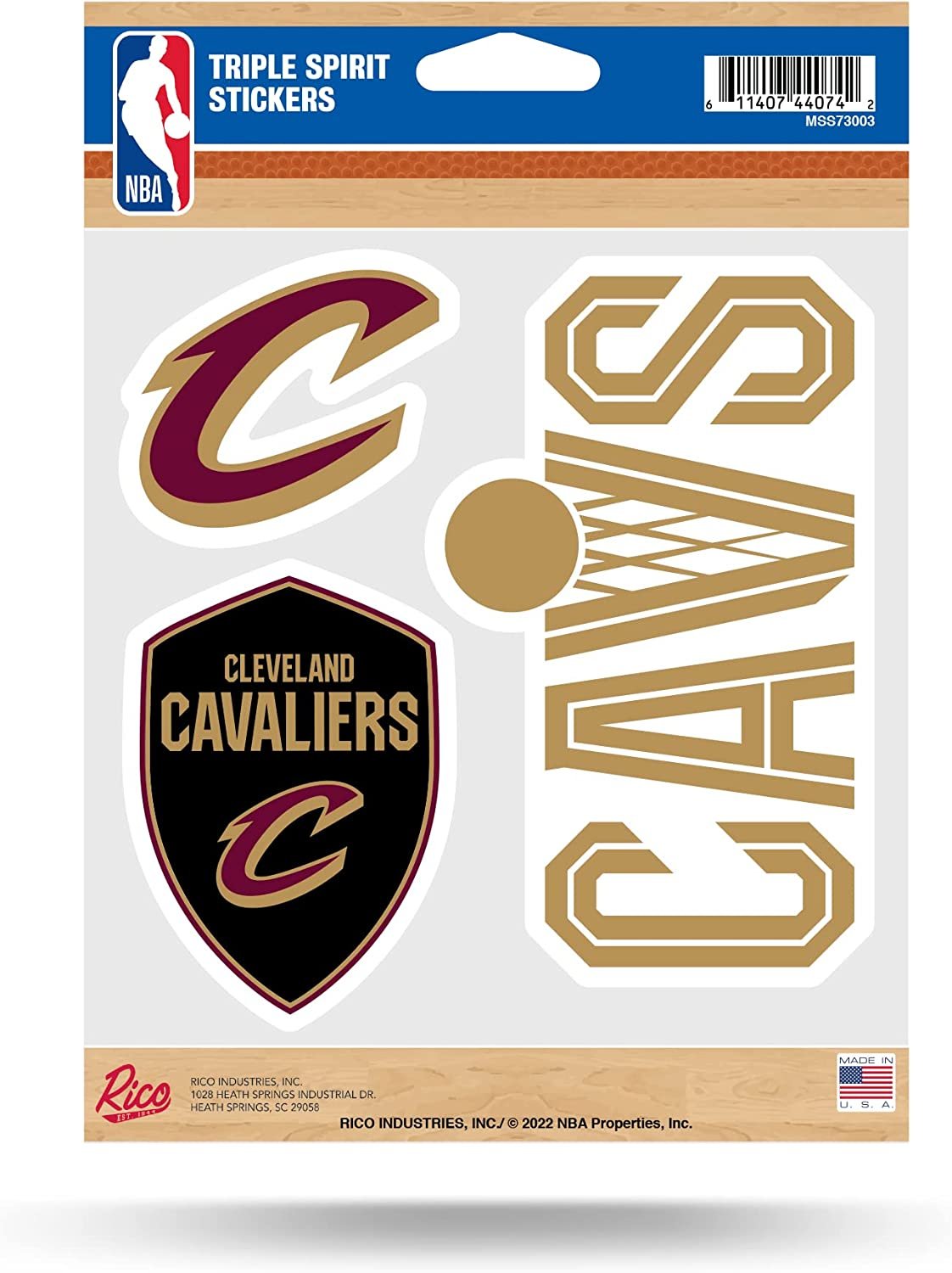 Cleveland Cavaliers Sticker Decal Sheet 3-Piece Die Cut 5x7 Inch 1