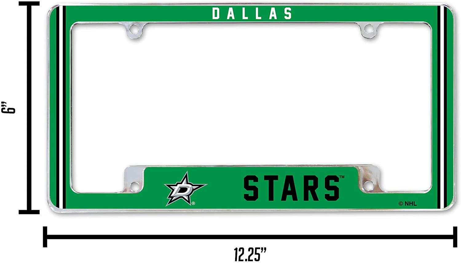 Dallas Stars Metal License Plate Frame Chrome Tag Cover Alternate Design 6x12 Inch 4