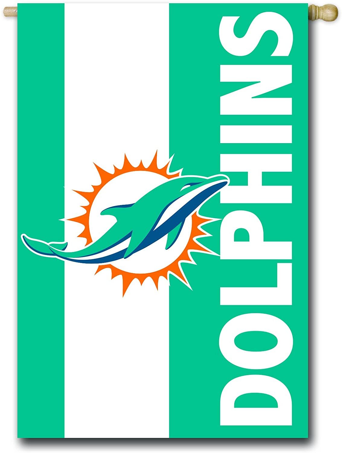 Miami Dolphins Double-Sided Embroidered Logo Applique Flag 28 x 44 inches 1