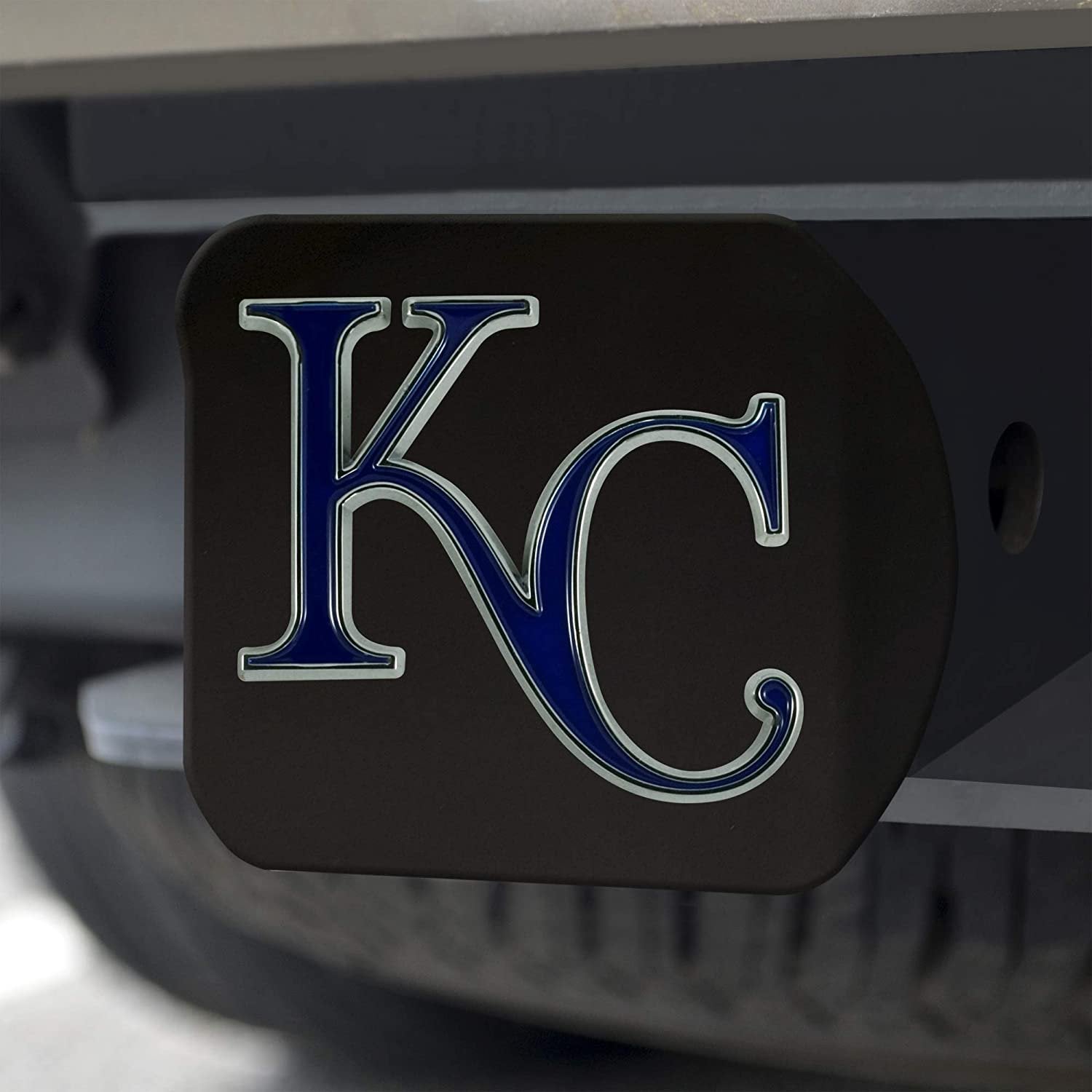 Kansas City Royals Solid Metal Black Hitch Cover with Color Metal Emblem 2 Inch Square Type III