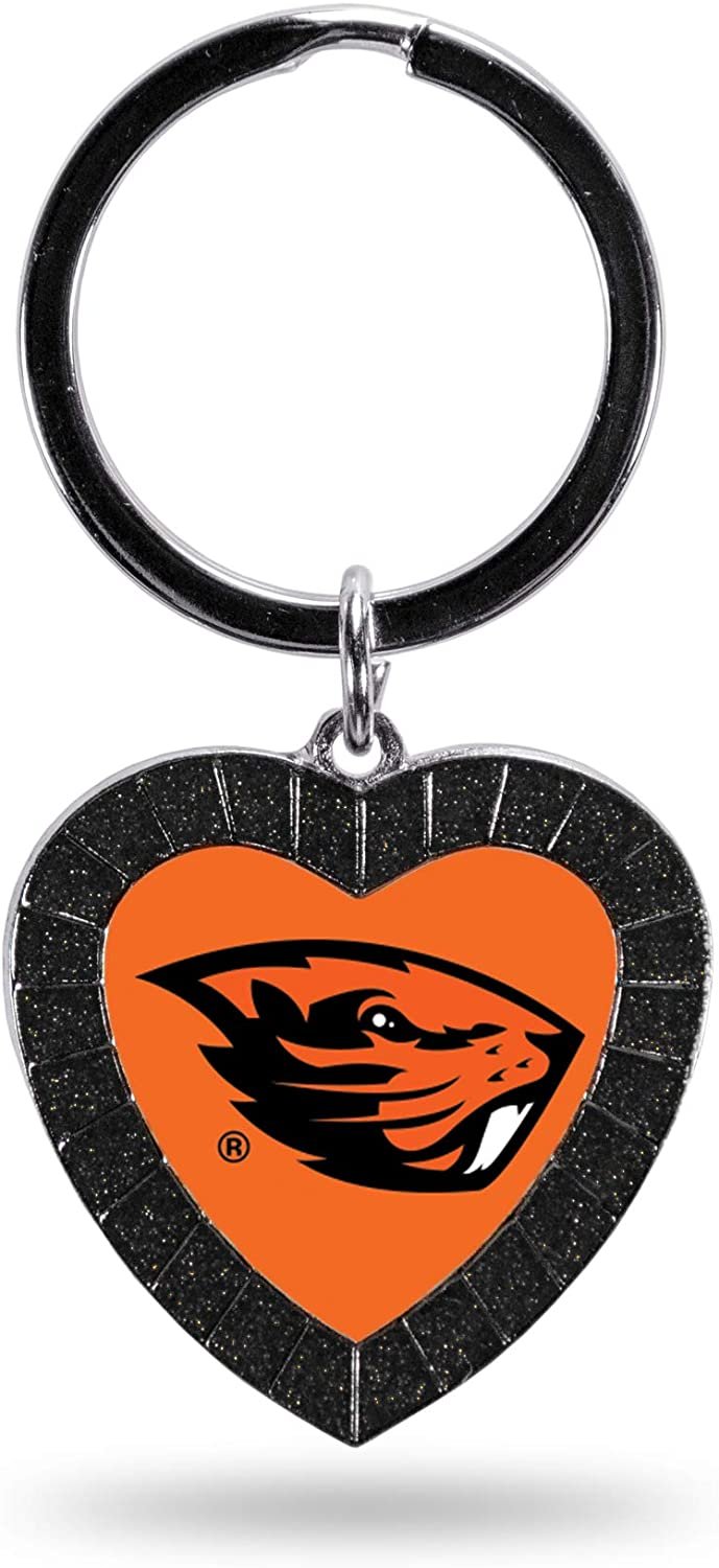 NCAA Oregon State Beavers NCAA Rhinestone Heart Colored Keychain, Black, 3-inches in length 1