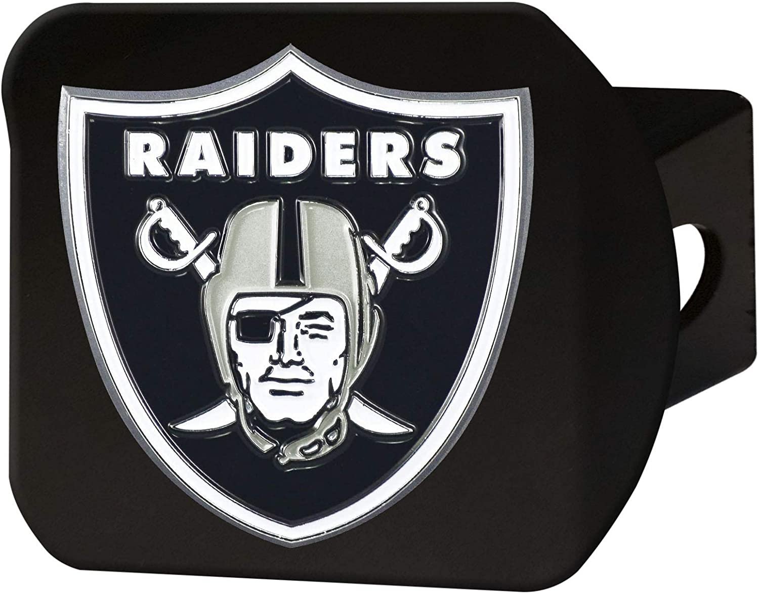 Las Vegas Raiders Hitch Cover Black Solid Metal with Raised Color Metal Emblem 2" Square Type III