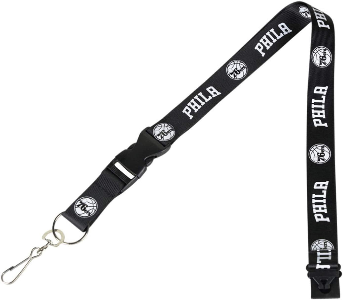 Philadelphia 76ers Blackout Lanyard Keychain Double Sided Breakaway Safety Design Adult 18 Inch 1