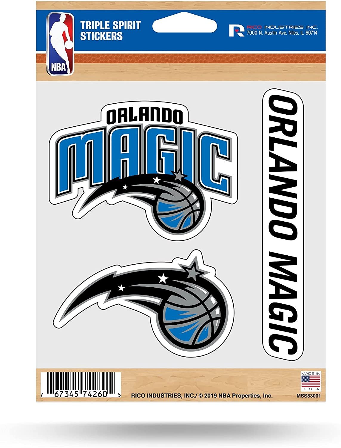 Rico Industries NBA Orlando Magic Die Cut 3-Piece Triple Spirit Sticker Sheet 1