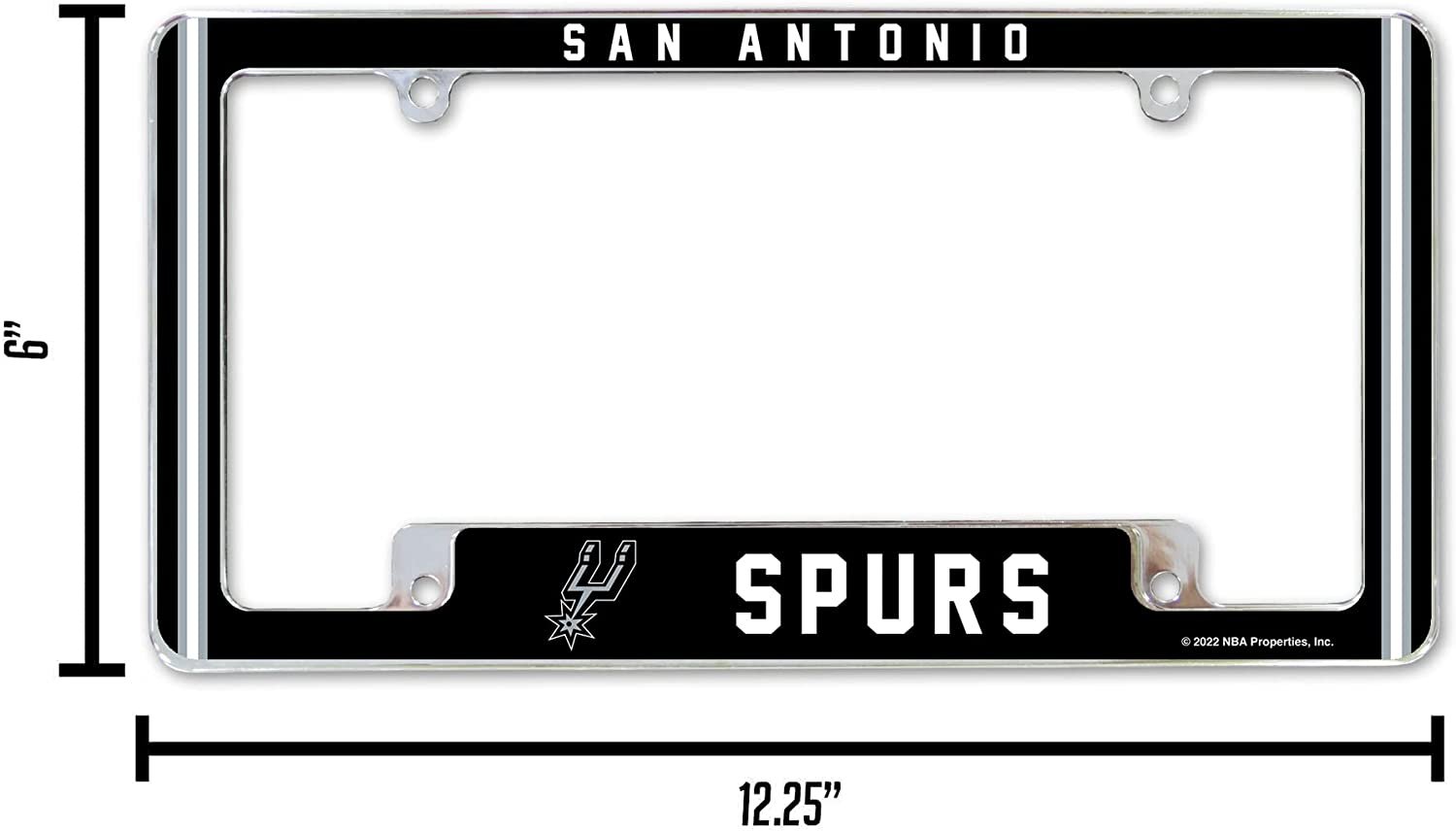 San Antonio Spurs Metal License Plate Frame Chrome Tag Cover Alternate Design 6x12 Inch 4