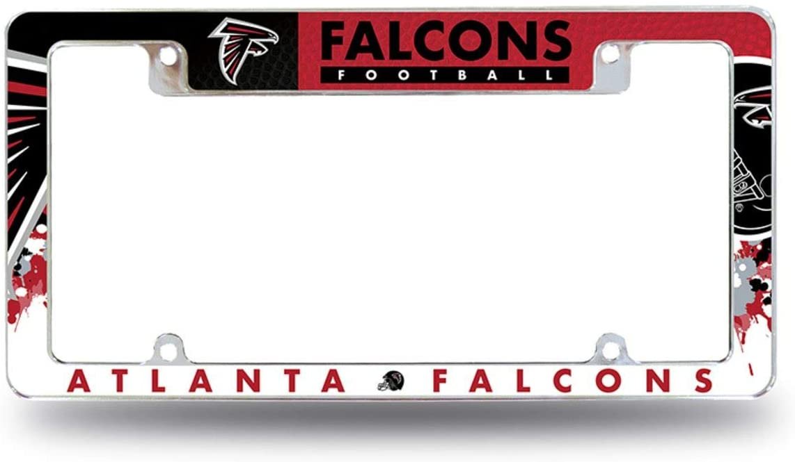 Atlanta Falcons Metal License Plate Frame Tag Cover 12x6 Inch All Over Design EZ View