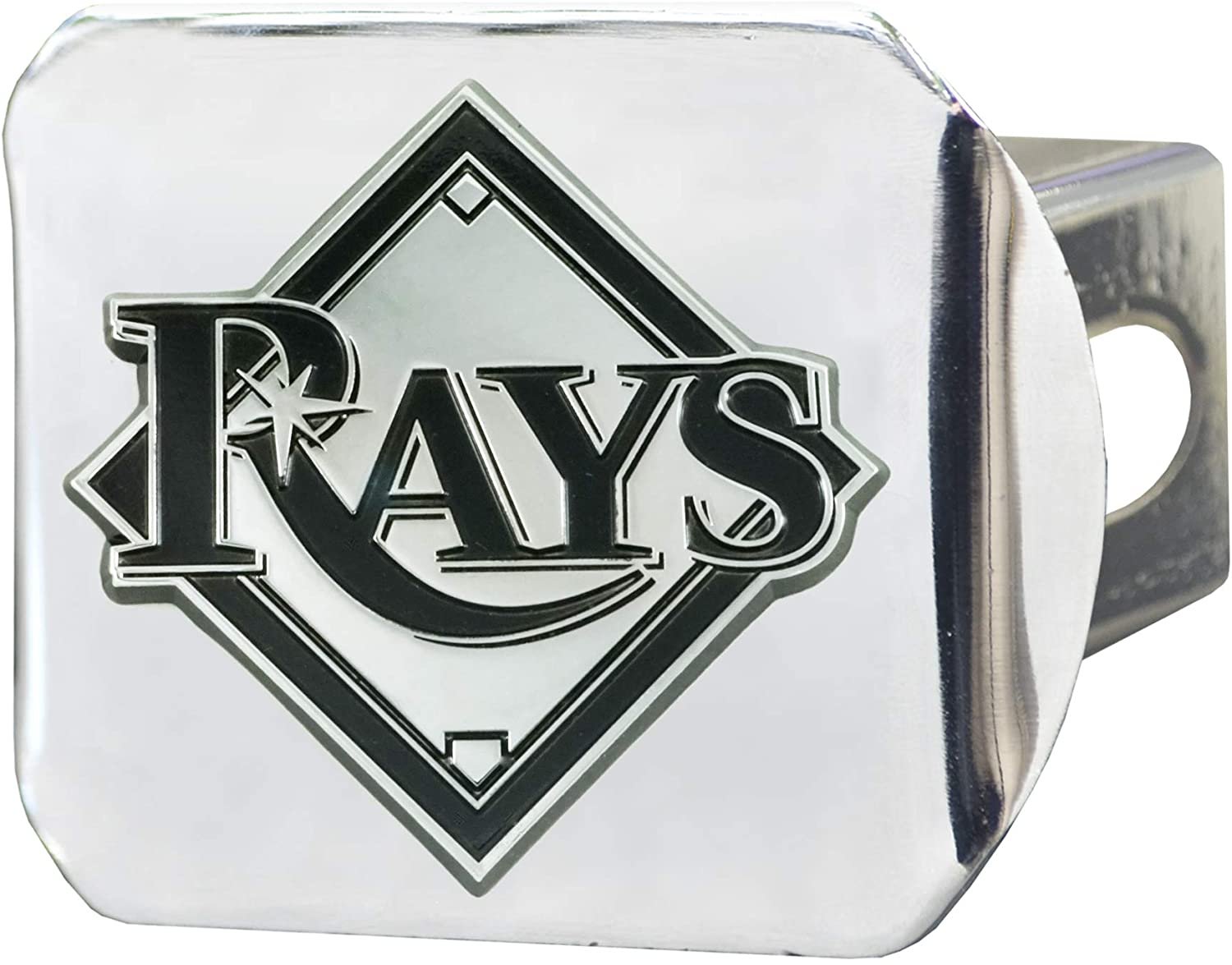 Tampa Bay Rays Hitch Cover Solid Metal with Raised Chrome Metal Emblem 2" Square Type III 1