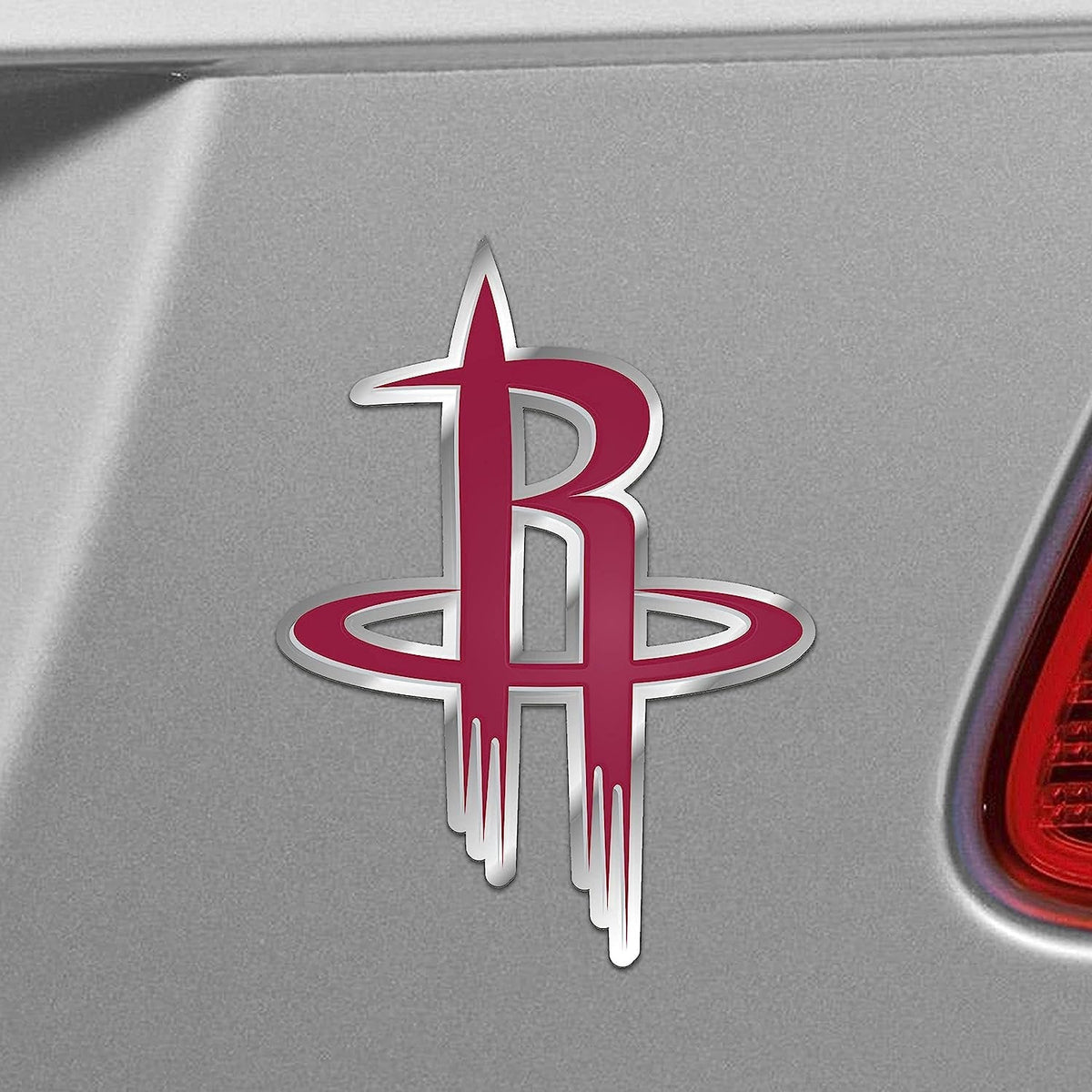 Houston Rockets Embossed Color Auto Emblem Aluminum Metal Raised Decal Sticker Full Adhesive Backing 2