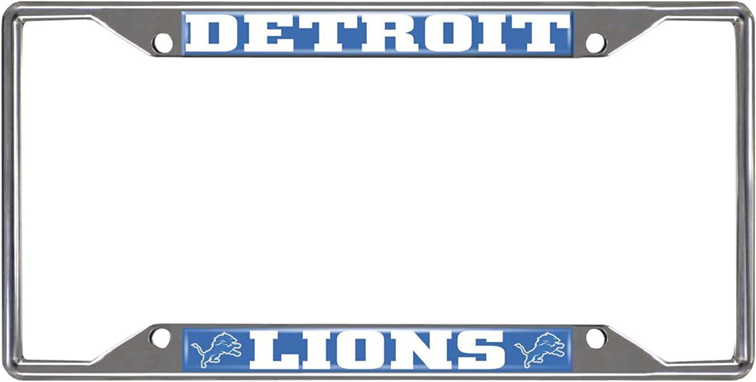 Detroit Lions Metal License Plate Frame Chrome Tag Cover 6x12 Inch 1