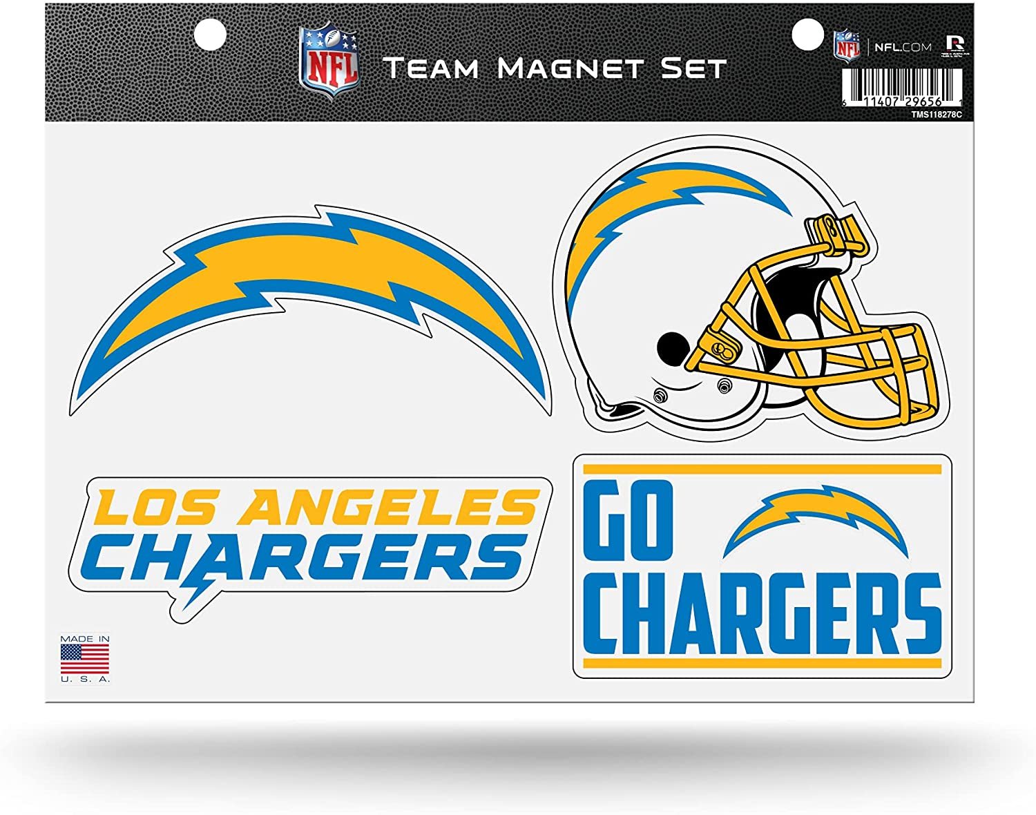 Los Angeles Chargers Multi Magnet Set, 8.5x11 Inch Sheet, Die Cut, Auto Home 1