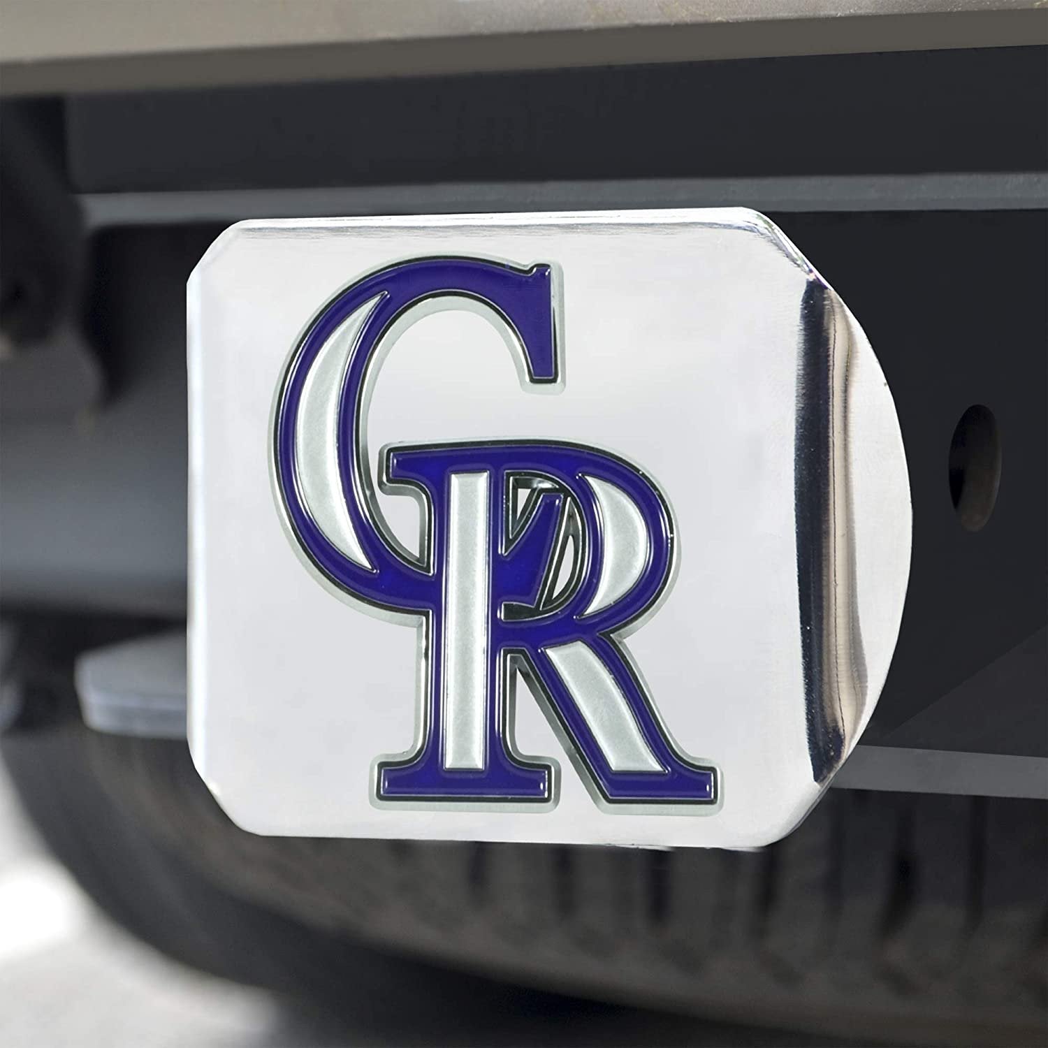 Colorado Rockies Hitch Cover Solid Metal with Raised Color Metal Emblem 2" Square Type III