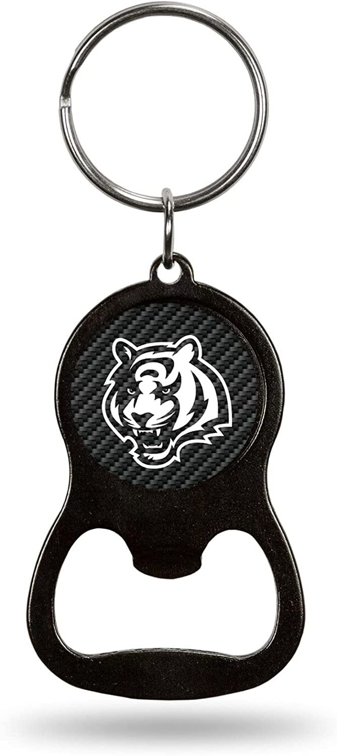 Cincinnati Bengals Keychain Bottle Opener Carbon Fiber Design Metal Football