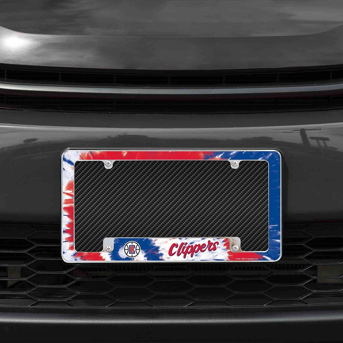 Los Angeles Clippers Metal License Plate Frame Chrome Tag Cover Tie Dye Design 6x12 Inch 2