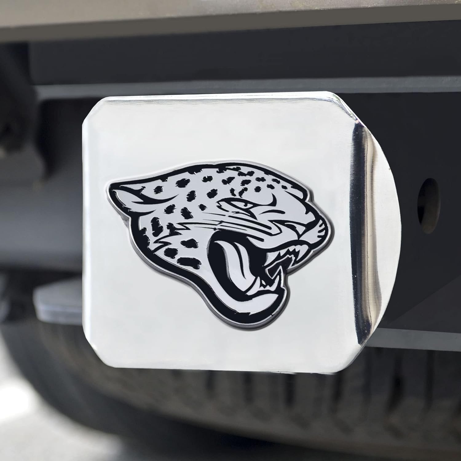 Jacksonville Jaguars Hitch Cover Solid Metal with Raised Chrome Metal Emblem 2" Square Type III 2