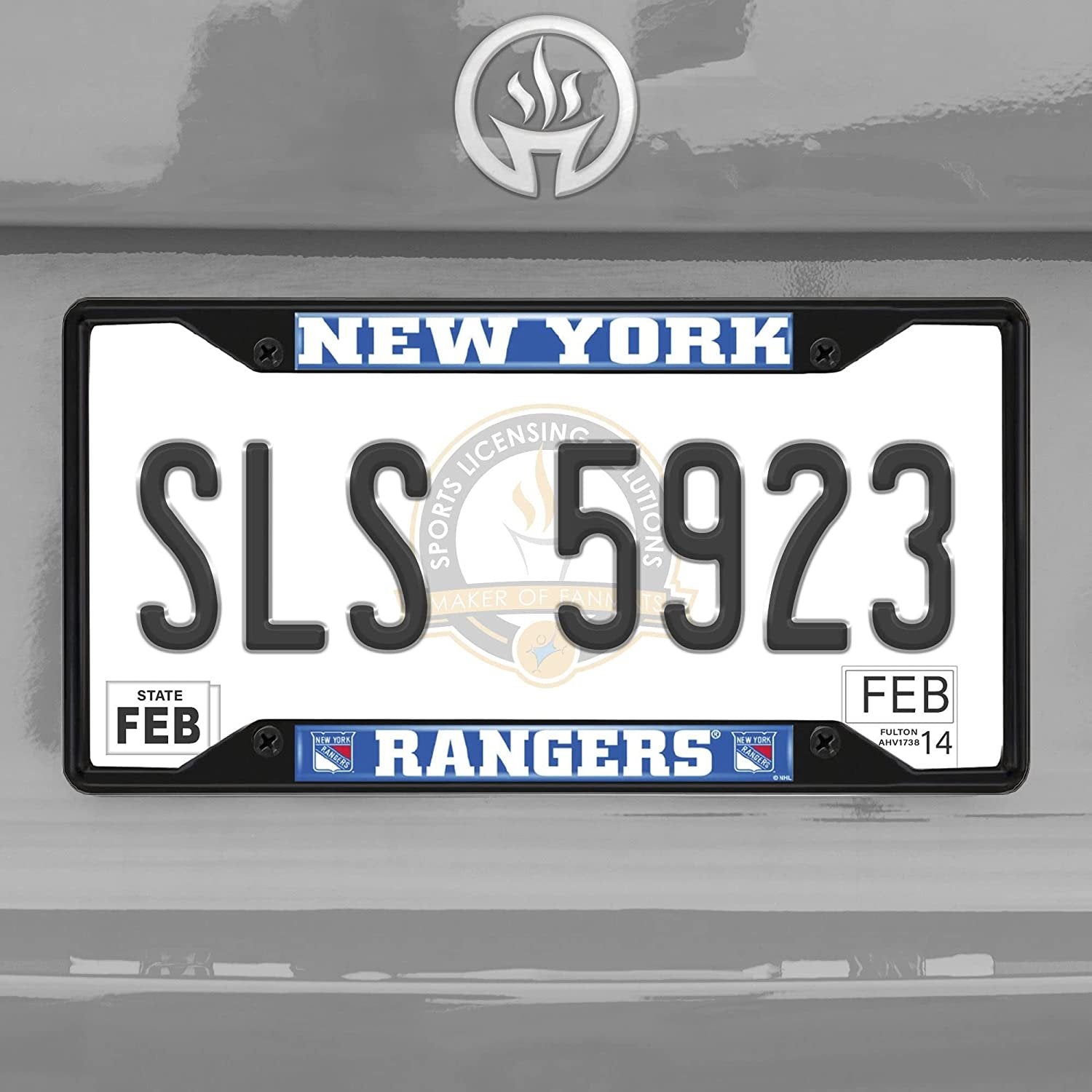 FANMATS 31387 New York Rangers Metal License Plate Frame Black Finish