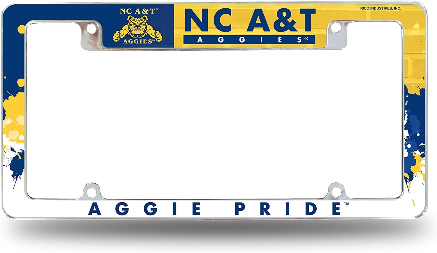 North Carolina A&T University Aggies Metal License Plate Frame Chrome Tag Cover All Over Design 6x12 Inch 1