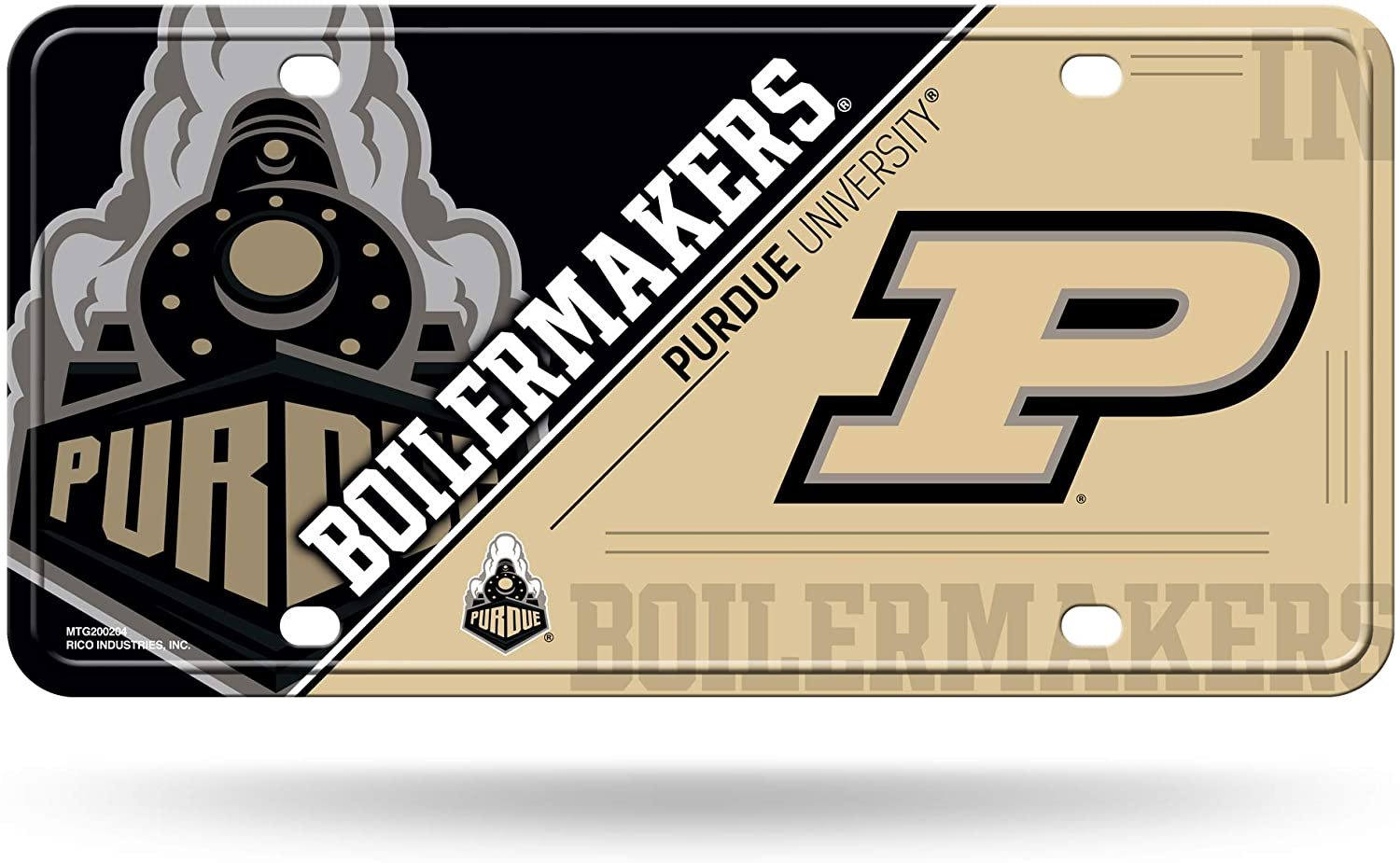 Purdue University Boilermakers Metal Auto Tag License Plate, Split Design, 6x12 Inch 1