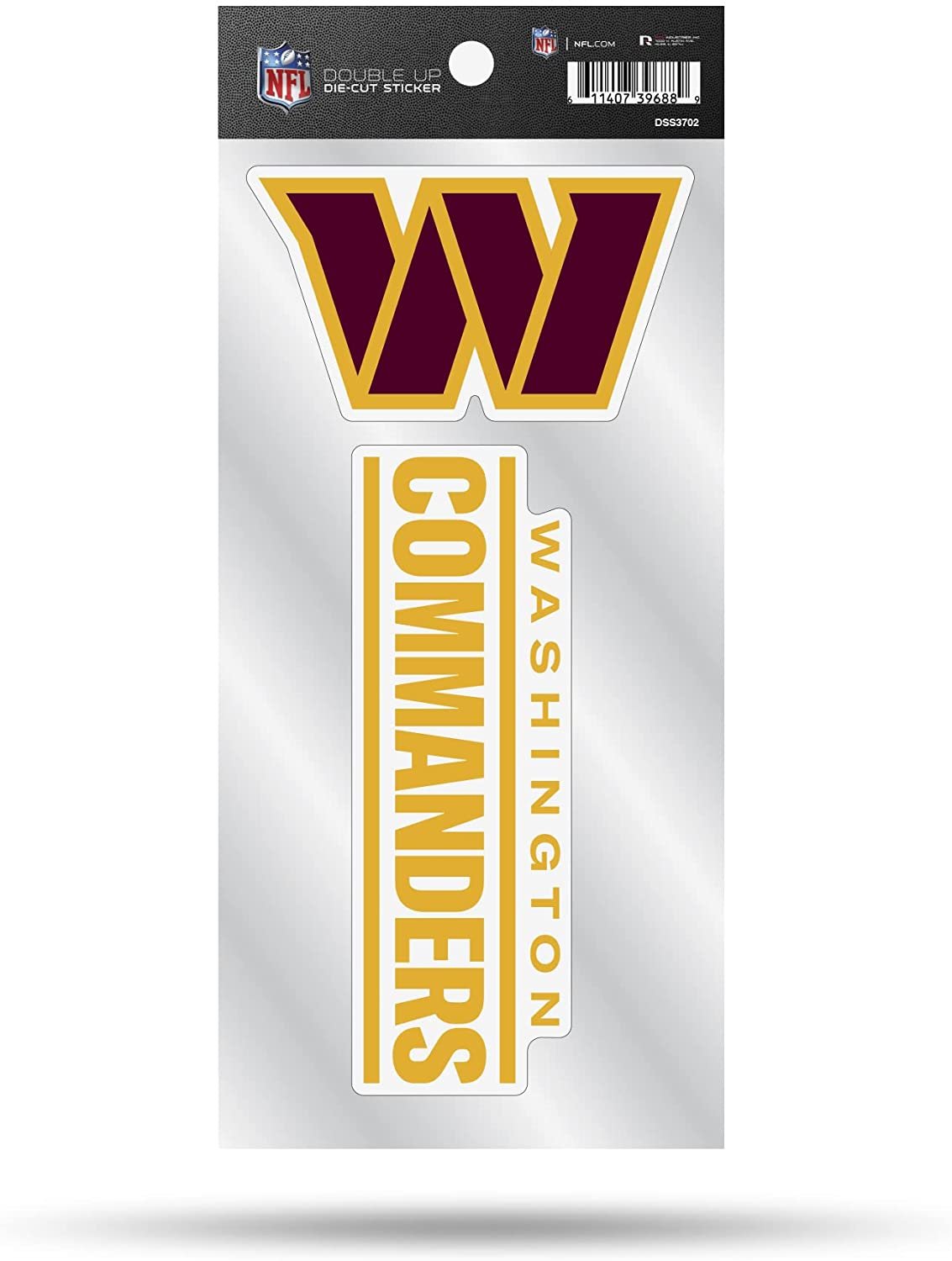 Washington Commanders 2-Piece Double Up Die Cut Sticker Decal Sheet, 4x8 Inch 1