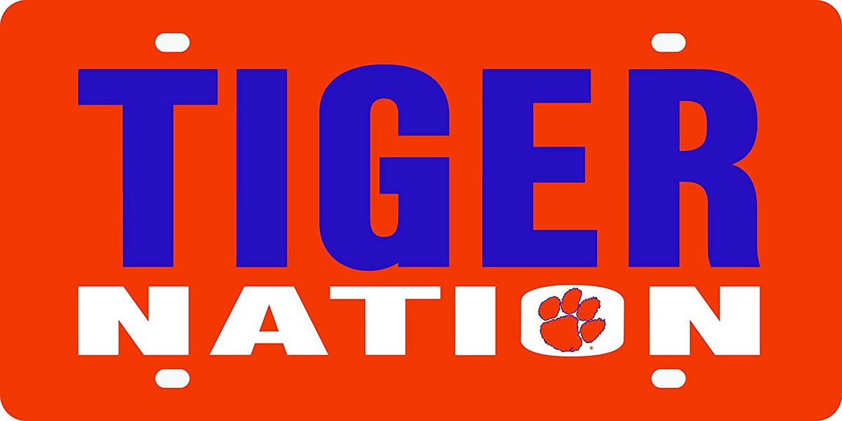 Clemson University Tigers Premium Laser Tag License Plate, Acrylic, Nation Design, 6x12 Inch 1