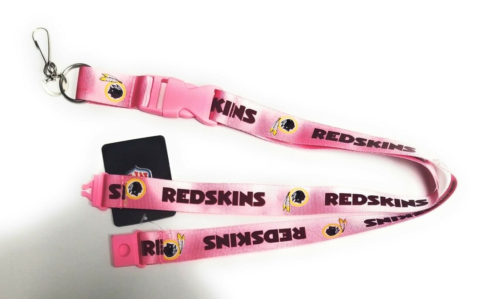 Washington Redskins Commanders Pink Lanyard Keychain Double Sided Breakaway Safety Design Adult 18 Inch 1
