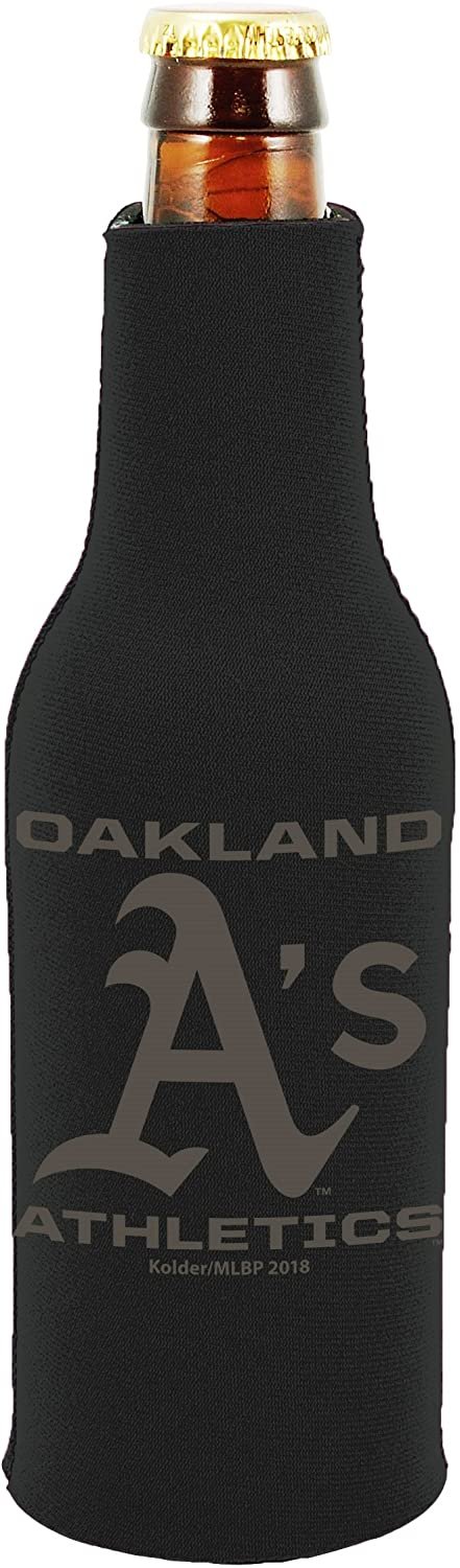 Oakland Athletics A's 2-Pack Zipper Bottle Tonal Black Beverage Insulator Neoprene Holder Cooler Baseball 1