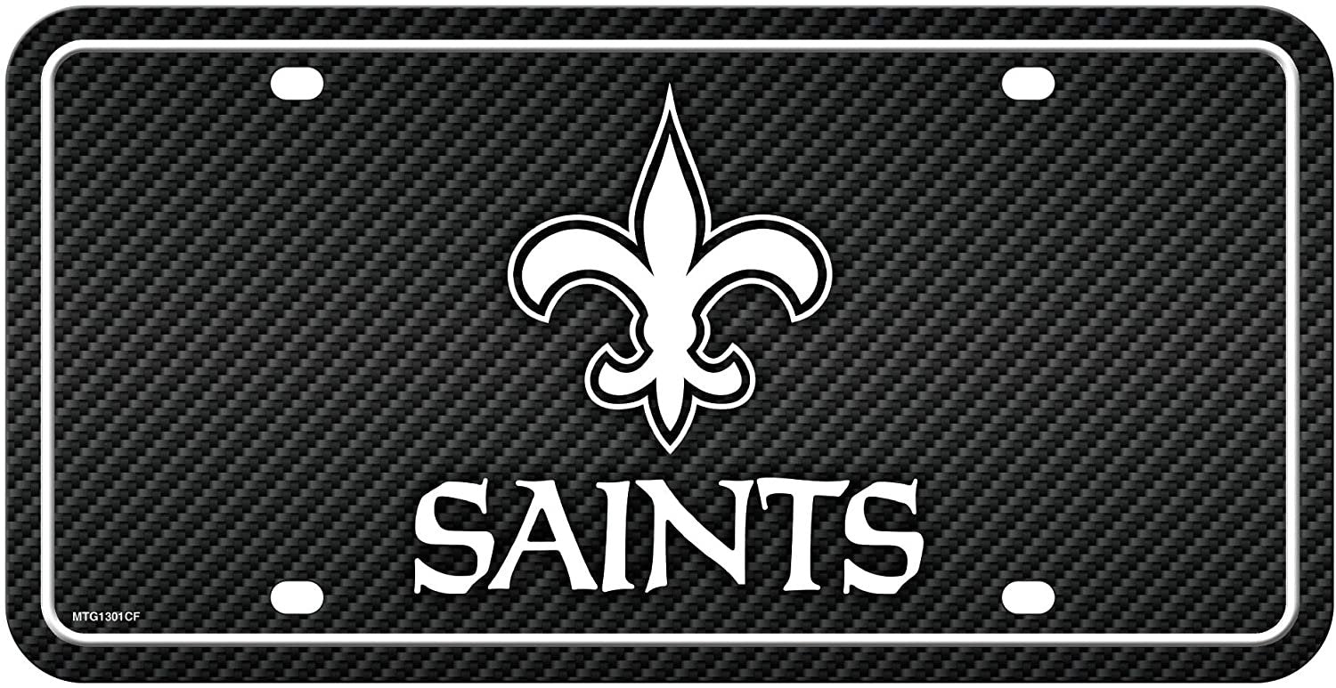 New Orleans Saints Metal Auto Tag License Plate, Carbon Fiber Design, 6x12 Inch 1