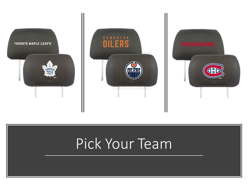 Edmonton Oilers Pair of Premium Auto Head Rest Covers, Embroidered, Black Elastic, 14x10 Inch 3