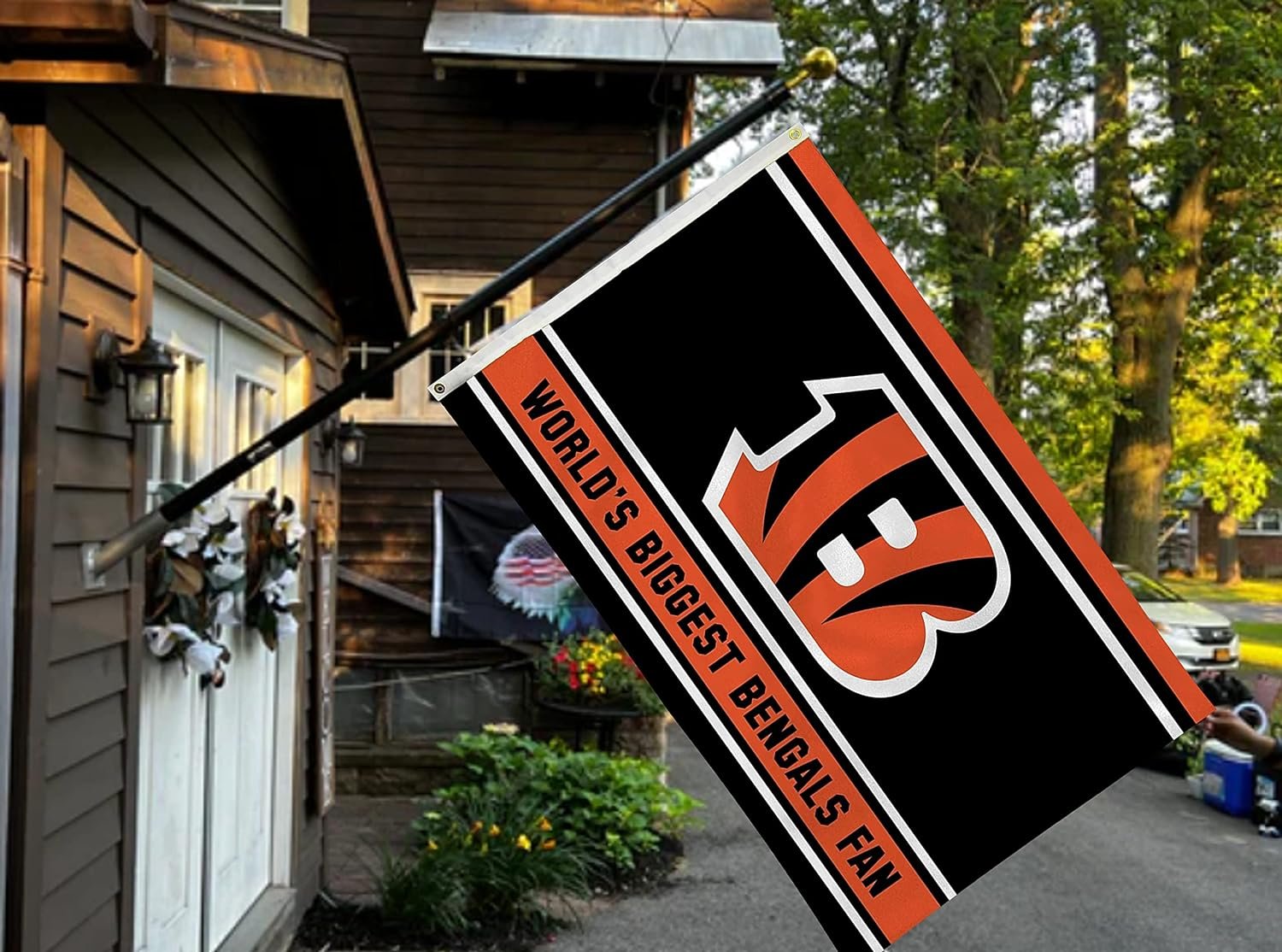 Cincinnati Bengals 3x5 Feet Flag Banner, World's Biggest Fan, Metal Grommets, Single Sided, Indoor or Outdoor Use 2