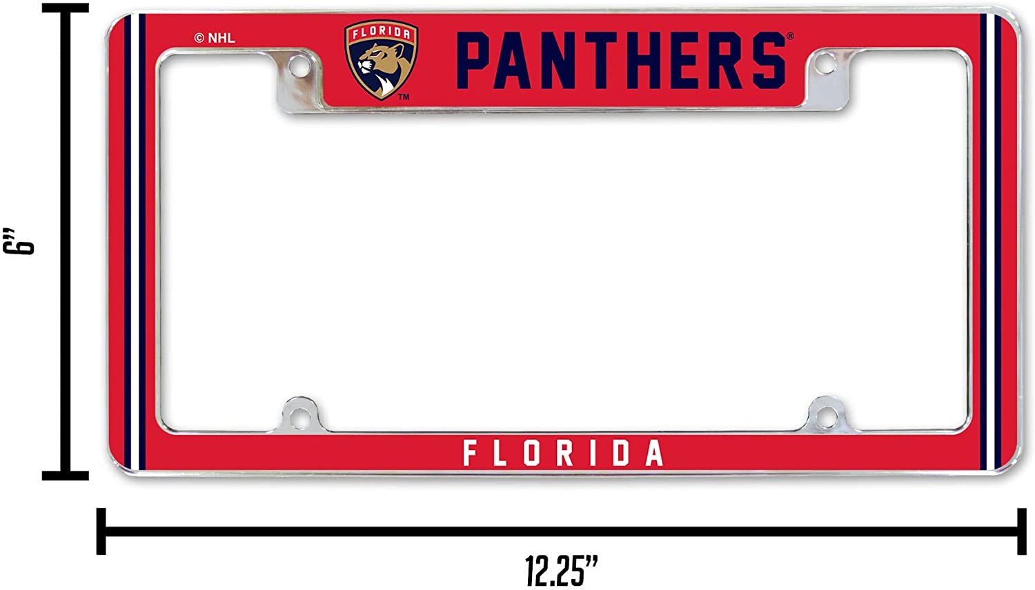 Florida Panthers Metal License Plate Frame Chrome Tag Cover Alternate Design 6x12 Inch 4