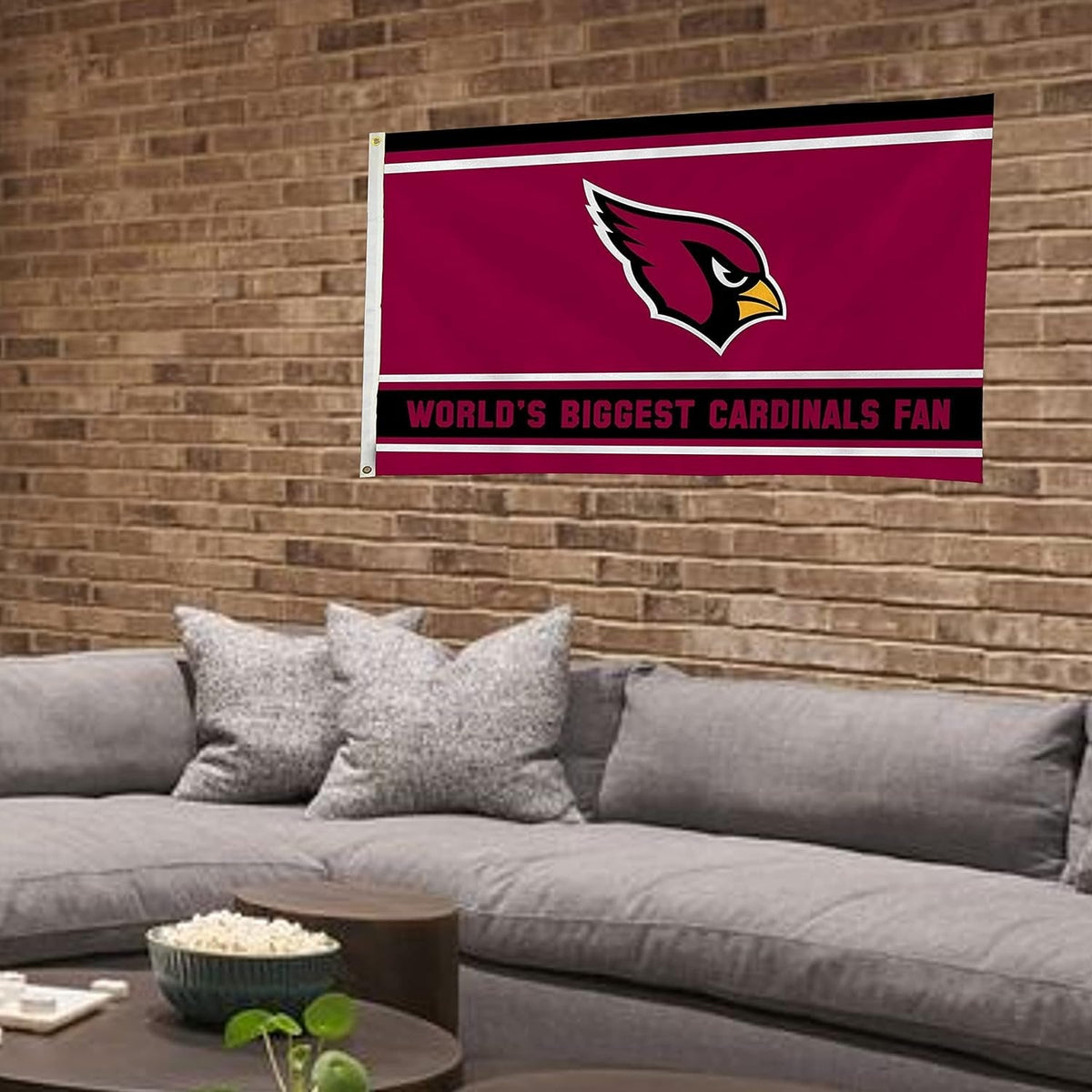Arizona Cardinals 3x5 Feet Flag Banner, World's Biggest Fan, Metal Grommets, Single Sided, Indoor or Outdoor Use 4